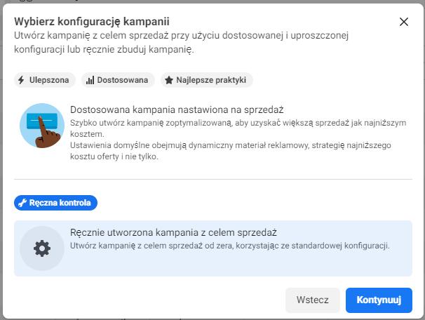 konfiguracja kampanii dynamic facebook ads