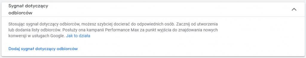 sygnały performance max