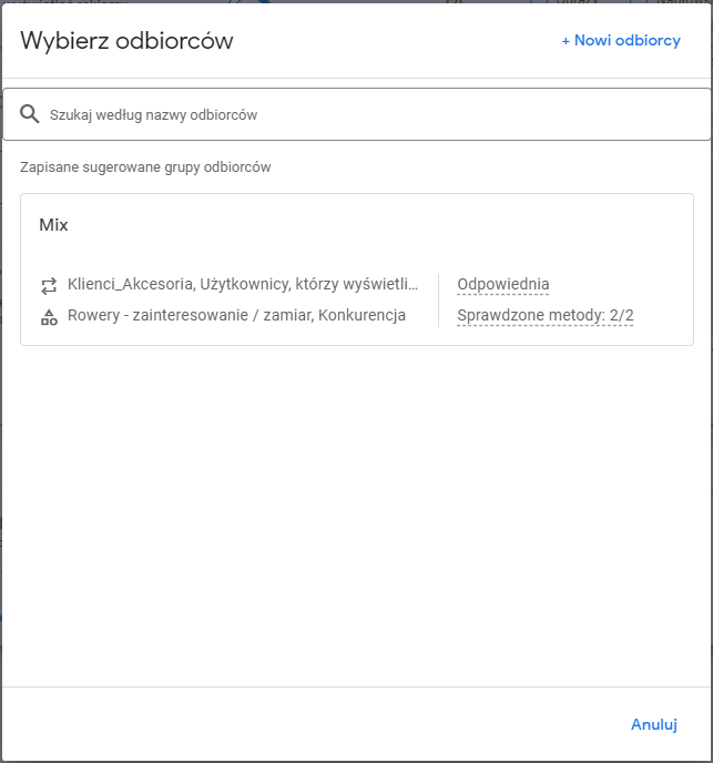 wybor odbiorcow performance max